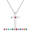 Amazon Collar Colgante Cruz Pequeña Transfronterizo Collar Piedra de Nacimiento Cadena Clavícula Joyería de Moda Regalo