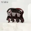 Pinza de ácido acético coreana de alta gama Wjia pinza simple hueca para cabello medio pinza de tiburón leopardo pinza alta para cola de caballo