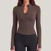 Ropa atlética y de fitness europea y americana transfronteriza de Amazon, chaqueta con cremallera, prenda exterior ajustada, top de manga larga para correr y yoga de otoño/invierno