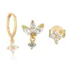 Nuevo conjunto floral de trébol de cuatro hojas europeo y americano de Amazon, aretes y pernos versátiles y de moda, joyería para orejas de mujer