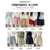 Shorts Khaki Lavado Petite para Mulheres Verão 2025 Cintura Alta Emagrecedor Perna Larga Casual Esportes ao Ar Livre Comprimento no Joelho