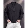 Chaqueta corta verde militar extragrande con cuello alto para hombre, chaqueta bomber holgada estilo béisbol para otoño, cortavientos estilo americano