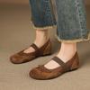 Estilo Girly Dulce Lazo Cabeza de Muñeca Costura de Piel de Vaca Mary Jane Otoño 2025 Tacón Interno Alto Zapatos de Piel Genuina