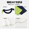 Camiseta de Algodón Puro de Moda para Niños, Estilo Nuevo para Niños Mayores, Manga Ranglán, Cuello Redondo, Manga Larga, Camiseta Básica