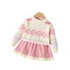 Vestido Suéter Infantil Jacquard Prismático Tricotado Conjunto de Duas Peças Feminino Outono e Inverno Novo Estilo Coreano Estilo Ocidental Vestido Suéter Gola Redonda