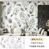 Pintura Decorativa de Estilo Vintage Pintada a Mano con Hoja de Ginkgo para Pared de Fondo de Sala de Estar, Personalizada Transfronteriza, Papel Tapiz con Acabado Antiguo de Alta Gama