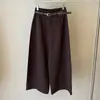 Pantalones casuales estilo 'old money' de principios de otoño para mujer, nuevo diseño de cintura alta de otoño con pantalones anchos plisados sueltos y corte hasta el suelo