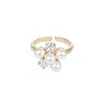 Anillo Coreano Elegante y Exquisito de Flor de Perla y Circonita para Mujer Anillo de Lujo Accesible de Gama Alta Anillo de Dedo Índice Ajustable de Moda