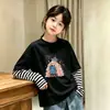 Camiseta Feminina, Estilo Novo Primavera/Outono 2026, Blusa da Moda, Camiseta Básica de Algodão Puro para Bebê Menina, Manga Longa de Outono, Falsa Peça Dupla