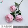 Concubina imperial de três cabeças rosa simulação rosa de concubina imperial palco de casamento guia de caminho arranjo de flores flor artificial arranjo de parede de flores de hotel flor de seda