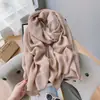 Bufanda de algodón y lino para mujer, primavera y verano, estilo coreano artístico, larga, color liso, fina, combinable, de seda protectora para el cuello, ideal para habitaciones con aire acondicionado.