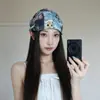 Gorro retro americano con estampado de mariposas, estilo fino de verano para mujer, adelgazante, gorro de punto con cordón, gorro pañuelo de cabeza de moda