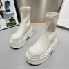 Botas de Moda Estilo Coreano con Suela Mochi para Mujer Impermeables Plataforma Suela Gruesa Botas Cortas para Bajitas de Moda Elásticas Versátiles Botas Adelgazantes