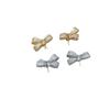 Accesorios de Plata S925 Pendientes de Lazo Fresco Incrustados con Zircón Blanco con Cuentas de 11-12 mm Sin Cuentas