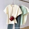 Playera de Manga Corta de Algodón Puro Grueso Pesado en Verde Oscuro de Tono Frío para Hombre y Mujer Holgada Cuello Redondo Camiseta Básica Trendy de Media Manga