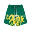 Conjunto de Shorts Casuales Sueltos con Estilo Urbano, Letras Hip-Hop, Estampado de Espuma, Algodón Puro, Estilo Popular de Camiseta de Manga Corta