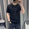 Camisa Polo de Punto de Manga Corta para Hombre Uamtor Coreano Ligeramente Maduro Verano Casual Sensación de Alta Gama Color Sólido Minimalista Camisa de Manga