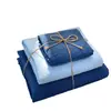 Juego de ropa de cama de cuatro piezas de gasa de doble capa a rayas estilo japonés minimalista, funda de edredón y sábana de cama hipoalergénicas Clase A, juego de tres piezas para dormitorio de estudiante