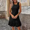 Vestido de Verano Elegante sin Mangas Transfronterizo Nueva Moda 2026 Europeo y Americano Color Sólido Talla Grande para Mujer