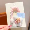 Diadema de tela de conejo de dibujos animados con flor de felpa para el cabello de niños, suave con el cabello, adecuada para que las niñas se hagan coletas altas, diadema de tela dulce para el jardín de infantes