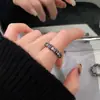 Anillo Abierto Ovalado de Circonita Transfronterizo Europeo y Americano, Anillo de Moda de Gama Alta de Nicho, Joyería de Mano Exquisita Vintage Desgastada