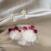 Pendientes de Navidad de felpa con lazo para Otoño e Invierno, diseño de nicho de moda, versátiles, de alta calidad, con copo de nieve, pendientes lindos
