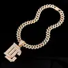 Venda Quente Transfronteiriça Pingente de Letra com Strass Hip-Hop Tendência Personalizado Liga de Metal Corrente Cubana Moda Criativa Colar de Diamante