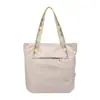 Correa tejida Correa de hombro estampada Bolso tote Bolsillo exterior Diseño con cremallera Gran capacidad Bolso de hombro único Viaje simple al trabajo escuela