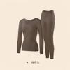 Conjunto de Roupas Ultra-Fino para Embelezar a Pele para Mulheres com Bojos Embutidos, Sem Necessidade de Usar Roupa Íntima, Roupa de Baixo Slim Fit Outono e Inverno, Roupas de Base de Alta Elasticidade e Calças Compridas