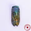 Labradorita natural de alto brillo pequeña margarita girasol Ankh pieza tallada piedra en bruto piedra lunar accesorio DIY colgante
