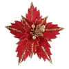 Accesorios para decoración de árbol de Navidad, coronas, tallos florales, flores artificiales, flores simuladas, flores de Navidad, flores falsas, decoraciones de Navidad