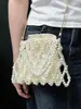 Tendencia Transfronteriza Bolso de Perlas Bolso Hueco con Perlas Bolso de Mujer Bolso de Hombro Cruzado Bolso Tejido de Perlas para Vacaciones Bolso Cuadrado de Mano