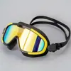Gafas de natación de montura grande de moda electrochapadas al por mayor, gafas de natación impermeables de alta definición para adultos, equipo de natación de silicona, venta directa del fabricante