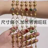 Tobillera con Rueda de la Fortuna, Piedras de Vidrio de Colores, Ópalo, Empalme Geométrico, Acero Inoxidable, Oro de 18K, Estilo Verano Playa