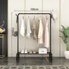 Perchero de pie para uso doméstico en el dormitorio, simple, plegable, de una sola barra, móvil para interiores, para secar ropa y sombreros, para dormitorio
