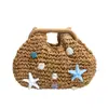 Bolsa Transversal Cesta Simples e Estilosa, Pequena Bolsa de Mão com uma Vibe Estrelada, Bolsa de Palha Casual da Moda para Mulheres