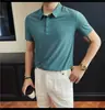 Nueva Camisa Polo de Manga Corta de Seda Helada de Verano 2026 para Hombre, Camiseta de Negocios de Gama Alta de Corte Ajustado con Cuello de Solapa, Elástica, Venta Directa