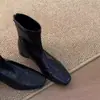 Nuevas botas cortas versátiles para mujer en 2026, con tacón grueso, puntera cuadrada de moda, adecuadas para primavera y otoño, con cremallera elástica trasera y efecto adelgazante