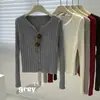 Cardigan de Tricô Botões Gola Redonda Curto Estilo Americano Feminino Outono Inverno Versão Coreana Cor Sólida Cardigan Pequeno Top Emagrecedor