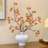Ruyi de Caqui Fruta de Caqui Falsa Arranjo de Flores Artificiais Decoração de Mesa Entrada Ornamento de Arranjo Floral Transmissão ao Vivo Dropshipping