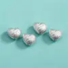 Plata de Pie S999 Accesorios de Plata Dura 3D Cuentas de Corazón de Melocotón Cepilladas Pulsera de Cuerda Cristalina Hecha a Mano Cuenta de Amor