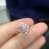 Anel de opala em pó natural diamante redondo prata 925 incrustada ajuste de boca solta estilos de joias rosa femininas