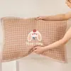 Funda de almohada de algodón puro, Par de algodón, Funda de almohada de gasa de dibujos animados, Antideslizante, Anticaída, Funda de almohada para el hogar, Paquete individual