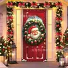 Decoração de Porta Janela de Natal Tecido de Fundo Laço Sino Tema Boneco de Neve Fundo para Fotos Fonte de Fábrica Transfronteiriça