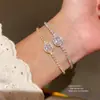 Pulseira Oval Deslizante Estilo Coreano e Japonês com Diamantes, Delicada e Versátil para o Dia a Dia, Joia Fashion de Luxo Leve de Alta Qualidade para Mulheres