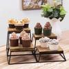 Prateleira de sobremesas de madeira vintage Decoração de festa de casamento Cupcake Snack Display Rack Chá da tarde Rack de bolo de frutas