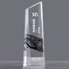 Trophy de mármol y cristal al por mayor de fábrica, grabado gratuito, conmemorativo del año de construcción de grupo para conferencias, de alta gama, personalización gratuita