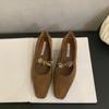 Zapatos Mary Jane de tacón grueso informales elegantes de gamuza con punta cuadrada, estilo retro de noche, de una sola capa, para mujer, primavera y otoño