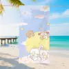 Toalha de Praia de Microfibra com Estampa Digital de Gato Mikko Desenho Animado com Laço Fofo para Meninas, Toalha Portátil