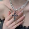 Europeu e Americano Ins Dark Gothic Cross Jóias Colar Punk Rock Niche Y2k Spice Girls Colar Longo Mulheres
